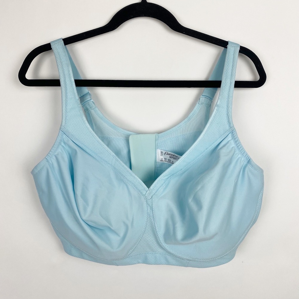 Glamorise Sport MagicLift Seamless Wireless Sports Bra Womens 46D Light Blue